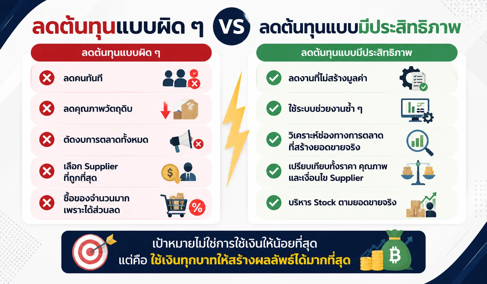 ลดต้นทุนธุรกิจ วิธีลดต้นทุน SME, ลดค่าใช้จ่ายธุรกิจ, บริหารต้นทุนธุรกิจ, ลดต้นทุนบริษัท, วิธีประหยัดต้นทุนธุรกิจ